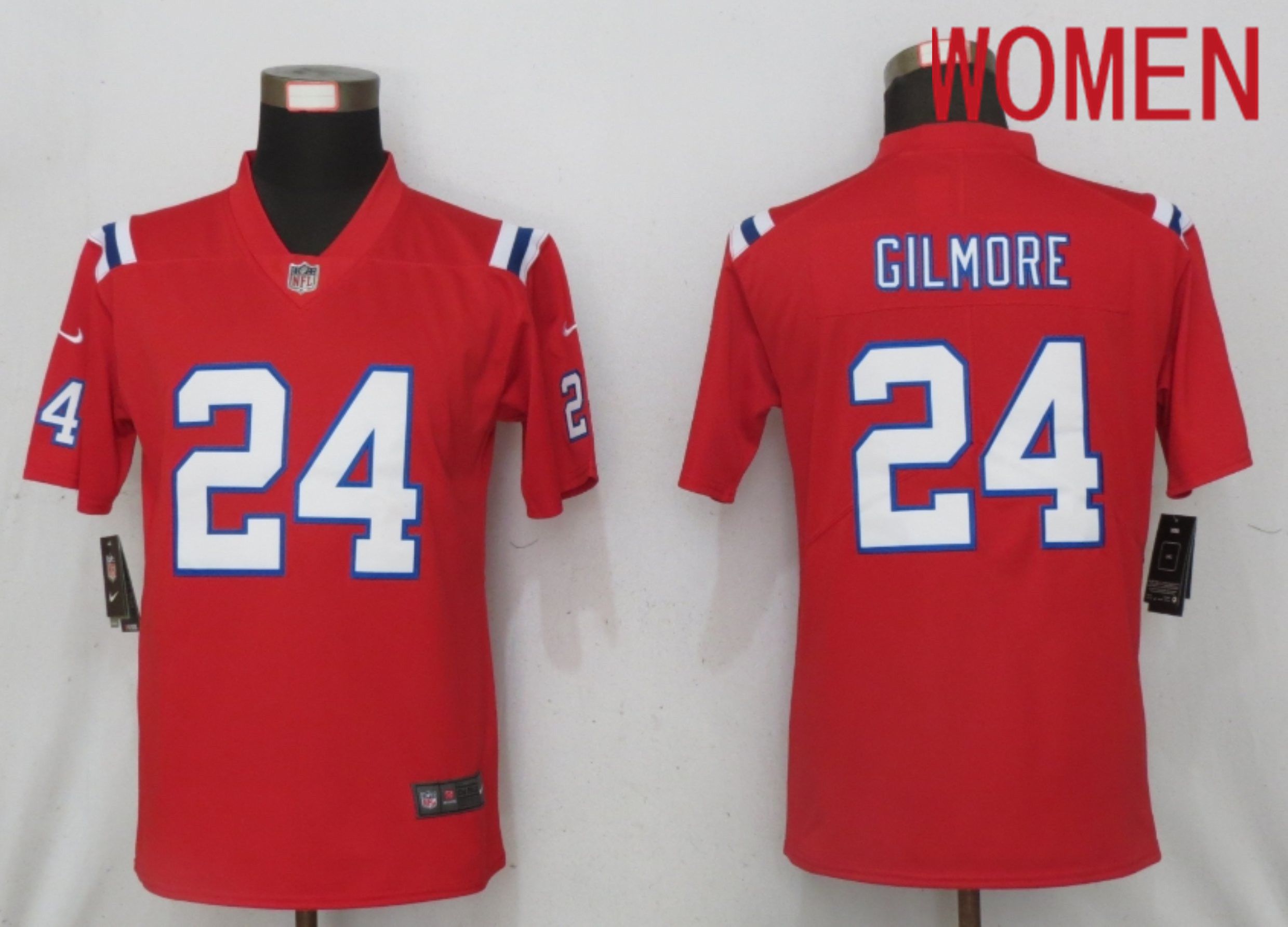 Women New England Patriots #24 Gilmore Red Elite Playe Nike NFL Jerseys->oakland raiders->NFL Jersey